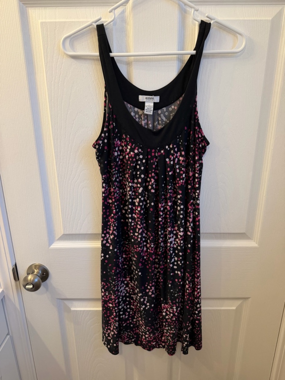 Alfani Black Tank Nightie with Pink and White Dot Scatter